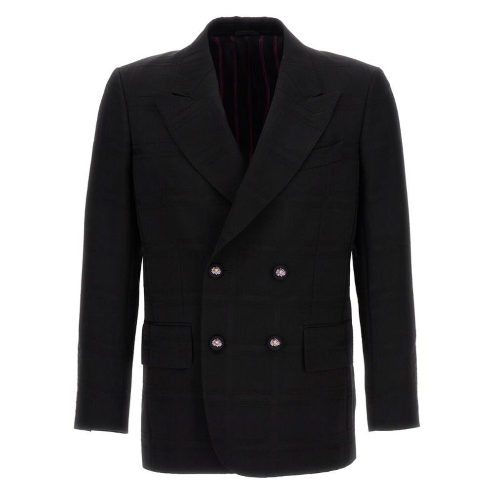 Etro Men Check Double-Breasted Blazer